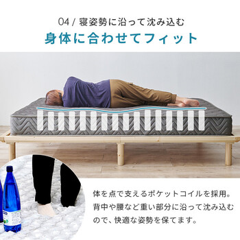 マットレス ダブル 両面ポケット KM 3312 D GY 送料無料-11