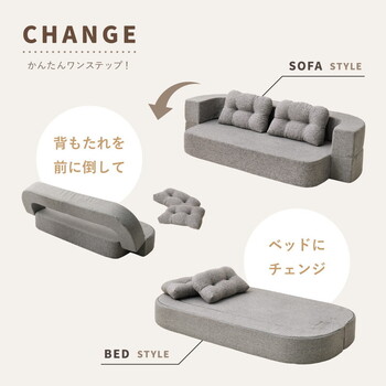 ソファー 圧縮フロアソファ 2WAY ソファベッド ルメール クッション2個付き 送料無料-2