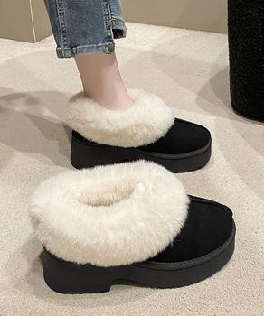 スエード調 ショートムートンブーツ厚底靴 送料無料 即日発送-4