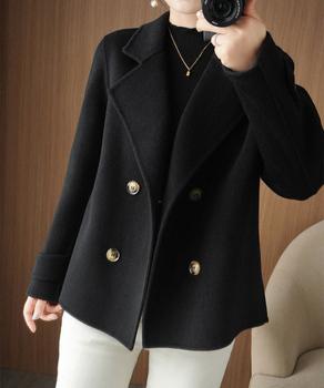 ウールタッチダブルブレストショートコート 送料無料 即日発送-2