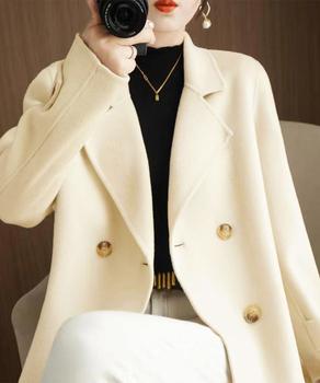 ウールタッチダブルブレストショートコート 送料無料 即日発送-4