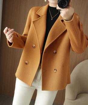 ウールタッチダブルブレストショートコート 送料無料 即日発送-6