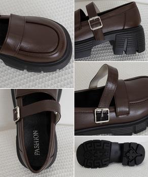 ダブルベルト厚底ローファー 美脚靴 送料無料 即日発送-9