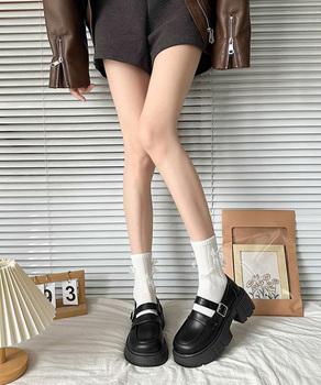 ダブルベルト厚底ローファー 美脚靴 送料無料 即日発送-4