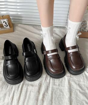 ダブルベルト厚底ローファー 美脚靴 送料無料 即日発送-5