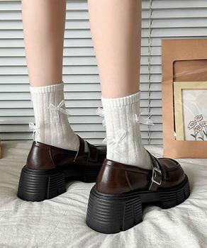 ダブルベルト厚底ローファー 美脚靴 送料無料 即日発送-6