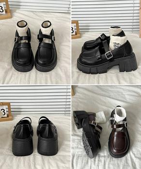 ダブルベルト厚底ローファー 美脚靴 送料無料 即日発送-8