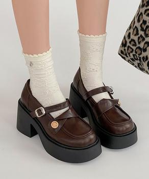 厚底ローファー レディース 太ヒール 送料無料 即日発送-6