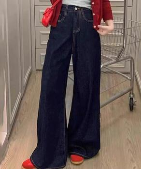 ワイドデニムパンツ 裏起毛 レディース冬 送料無料 即日発送-2