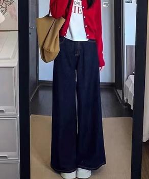 ワイドデニムパンツ 裏起毛 レディース冬 送料無料 即日発送-3