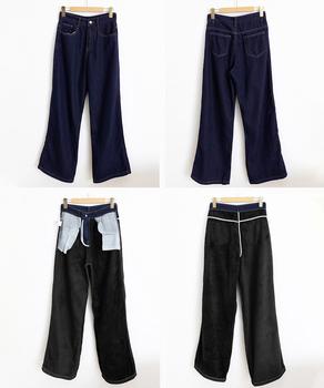 ワイドデニムパンツ 裏起毛 レディース冬 送料無料 即日発送-8