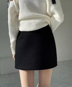 ウールライクミニタイトスカート 美脚脚長 送料無料 即日発送-3