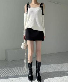 ウールライクミニタイトスカート 美脚脚長 送料無料 即日発送-4