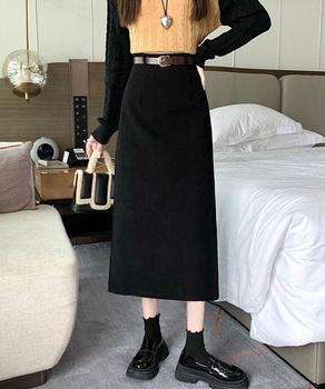 コーデュロイタイトスカート ベルト付き 送料無料 即日発送-2