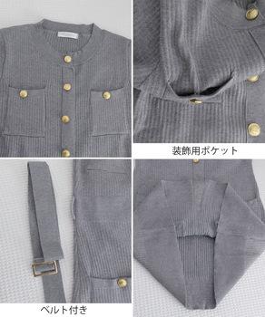 ミニニットワンピース ゴールドボタン上品 送料無料 即日発送-9