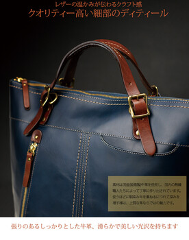 BAGGEX オールレザートート型リュックサック 日本製　ネイビーブルー 送料無料-1