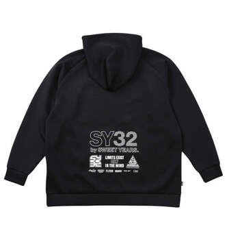 大きいサイズ SY32 by SWEET YEARS ダブルニットマルチロゴフルジップパーカー 3L 4L 5L 6L ブラック ラッピング可 送料無料 即日発送-1