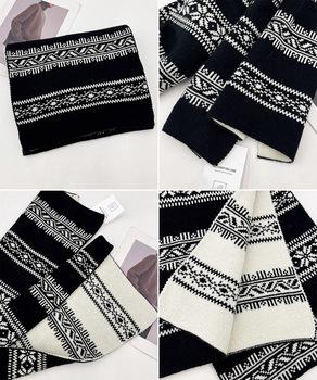 ノルディック柄ニットマフラー 肩掛け秋冬 送料無料 即日発送-9