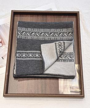 ノルディック柄ニットマフラー 肩掛け秋冬 送料無料 即日発送-7