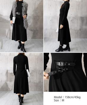 ベルト飾りロングワンピースウエストマーク 送料無料 即日発送-7