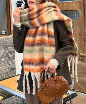 ボリュームマフラー大判 ふわふわマフラー 秋冬レディース 大判マフラー もこもこ 防寒保 送料無料 即日発送-3
