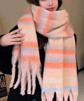 ボリュームマフラー大判 ふわふわマフラー 秋冬レディース 大判マフラー もこもこ 防寒保 送料無料 即日発送-6