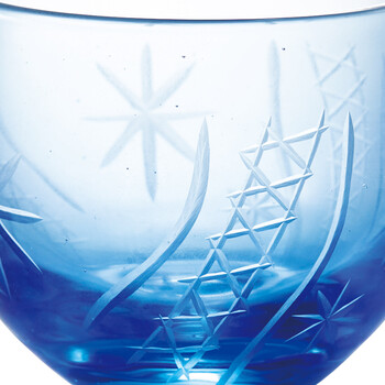 手彫硝子 高台珍味入 ルリ ロゼ ヒワ カットグラス 2セット 送料無料-1