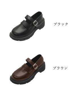 ローファー レディース 厚底 太ヒール 送料無料 即日発送-1