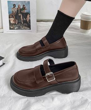 ローファー レディース 厚底 太ヒール 送料無料 即日発送-5