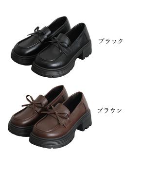 ローファー レディース レザー調 リボン 送料無料 即日発送-1