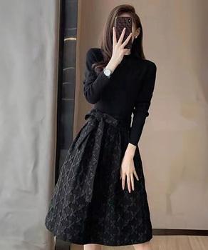 リボン柄フレアワンピース ウエストマーク 送料無料 即日発送-3