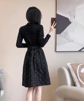 リボン柄フレアワンピース ウエストマーク 送料無料 即日発送-5