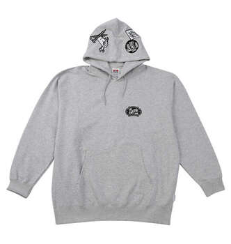 大きいサイズ BEN DAVIS 裏毛マルチワッペンプルパーカー 3L 4L 5L 6L ミックスグレー ラッピング可 送料無料 即日発送-1