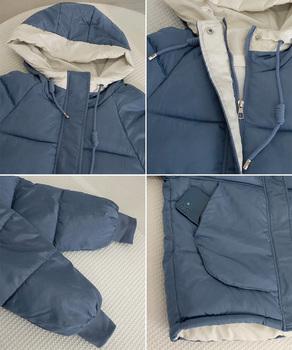 配色フード付き中綿ジャケットレディース冬 送料無料 即日発送-9