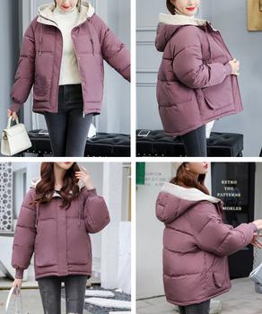 配色フード付き中綿ジャケットレディース冬 送料無料 即日発送-7