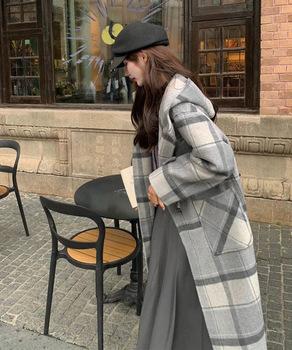 トグルボタンロングコートチェック柄コート 送料無料 即日発送-5