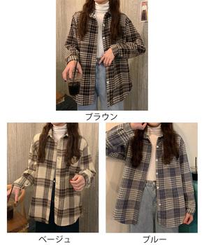 裏起毛チェックシャツジャケット ゆったり 送料無料 即日発送-1