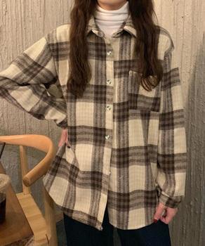 裏起毛チェックシャツジャケット ゆったり 送料無料 即日発送-4