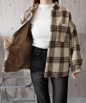 裏起毛チェックシャツジャケット ゆったり 送料無料 即日発送-5