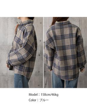 裏起毛チェックシャツジャケット ゆったり 送料無料 即日発送-7