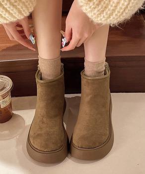 スエードタッチ厚底ショートブーツ 裏起毛 送料無料 即日発送-5