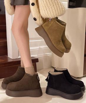 スエードタッチ厚底ショートブーツ 裏起毛 送料無料 即日発送-6