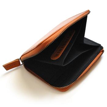 二つ折り財布 播州ヌメ革使用 牛革L字ファスナーコンパクトウォレット IKI S0575 日本製牛革短財布 播州レザー 送料無料-1