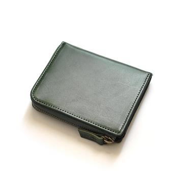二つ折り財布 播州ヌメ革使用 牛革L字ファスナーコンパクトウォレット IKI S0575 日本製牛革短財布 播州レザー 送料無料-6