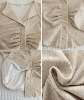 オープンカラーフロントギャザートップス 送料無料 即日発送-9