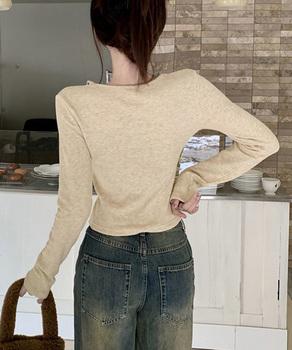 オープンカラーフロントギャザートップス 送料無料 即日発送-4