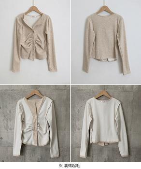 オープンカラーフロントギャザートップス 送料無料 即日発送-8