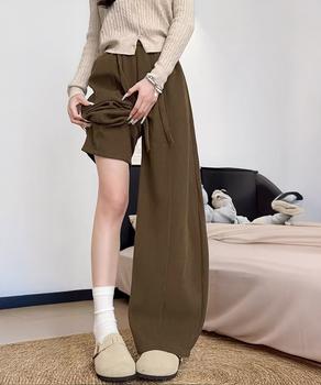 ワイドカーブパンツレディースワイドパンツ 送料無料 即日発送-5