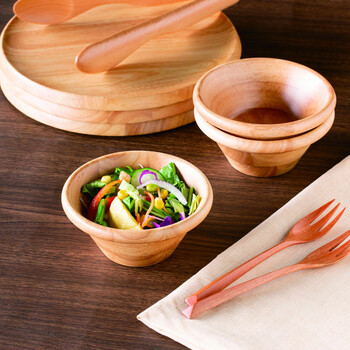 天然木サラダボウル φ13cm ナチュラル こげ茶 3個セット 送料無料-2