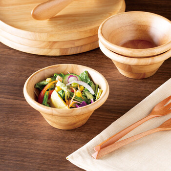 天然木サラダボウル φ13cm ナチュラル こげ茶 3個セット 送料無料-3